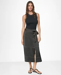 Dkny Women's Tie-Waist Contrast Stitch Skirt