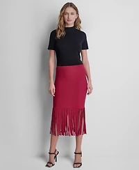 Dkny Women's Cotton-Blend Fringe Sweater Skirt