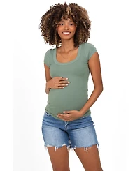 Pinkblush Maternity Blue Distressed Frayed Hem Denim Shorts