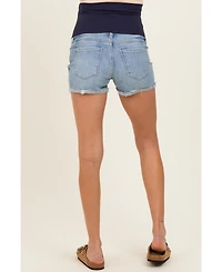 Pinkblush Maternity Light Blue Raw Cuffed Hem Denim Shorts