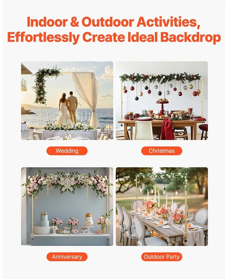 Sugift Adjustable Over The Table Rod Stand with Clamps 13 in 28 in 42 in for Wedding Party Decor