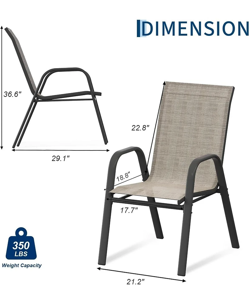 Xo Set of Outdoor Stackable Patio Chairs with High Back for Backyard Poolside Garden Balcony