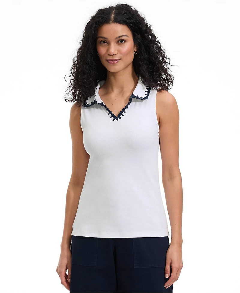 Lands' End Women's Sleeveless Micro Rib Polo