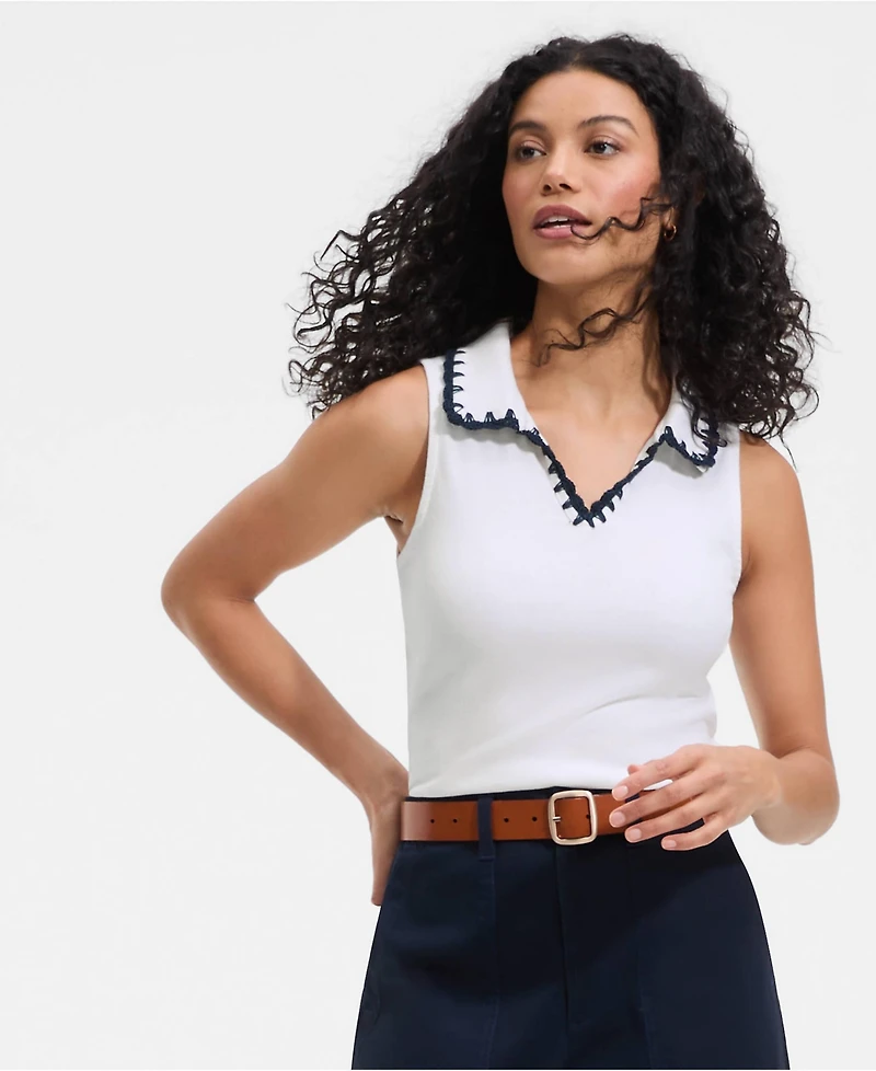 Lands' End Women's Sleeveless Micro Rib Polo