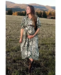 Pinkblush Maternity Olive Floral Collared Tiered Midi Dress
