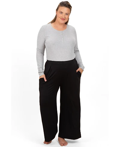 Pinkblush Plus Black Wide Leg Ankle Lounge Pants