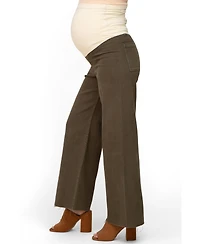 Pinkblush Maternity Olive Raw Hem Wide Leg Jeans