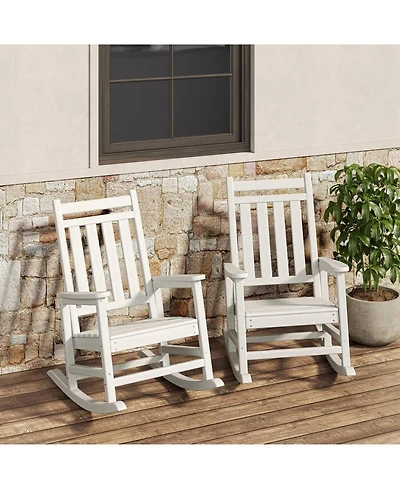 Xo 2 Piece All Weather Resistant Outdoor Hdpe Porch Rocking Chair for Balcony Backyard Porch