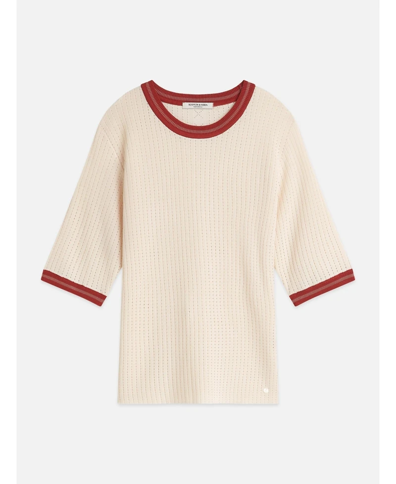 Scotch & Soda Women's Tops and Tees Pointelle Knitted Relaxed-Fit Tee
