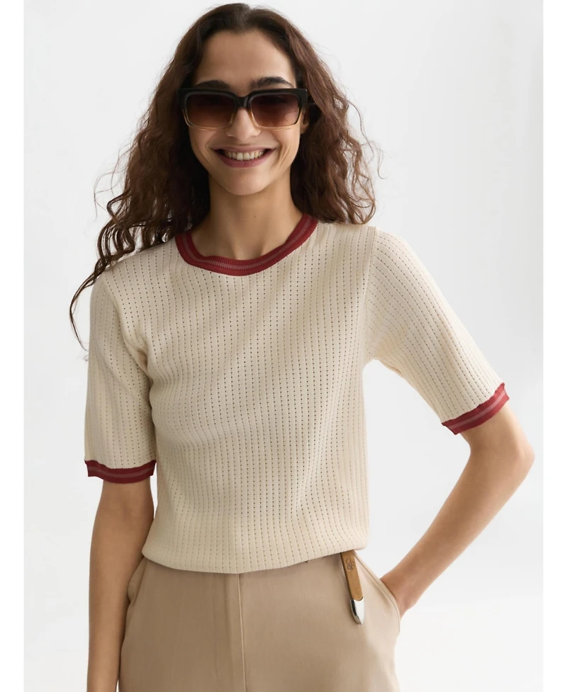 Scotch & Soda Women's Tops and Tees Pointelle Knitted Relaxed-Fit Tee