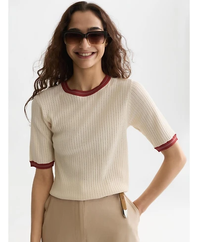 Scotch & Soda Women's Tops and Tees Pointelle Knitted Relaxed-Fit Tee