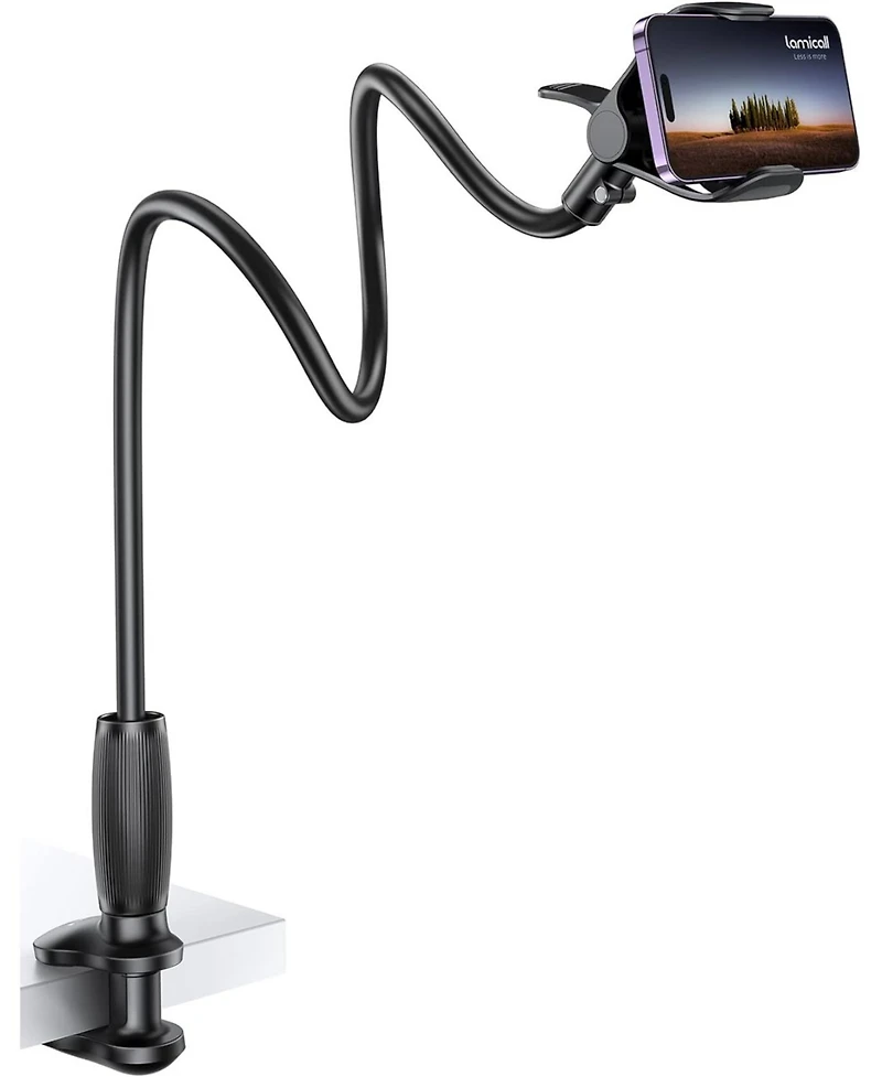 Lamicall Flexible Gooseneck Long Arm Stand, Overhead Cell Phone Clamp Mount, Gift for All 4-7inch Device