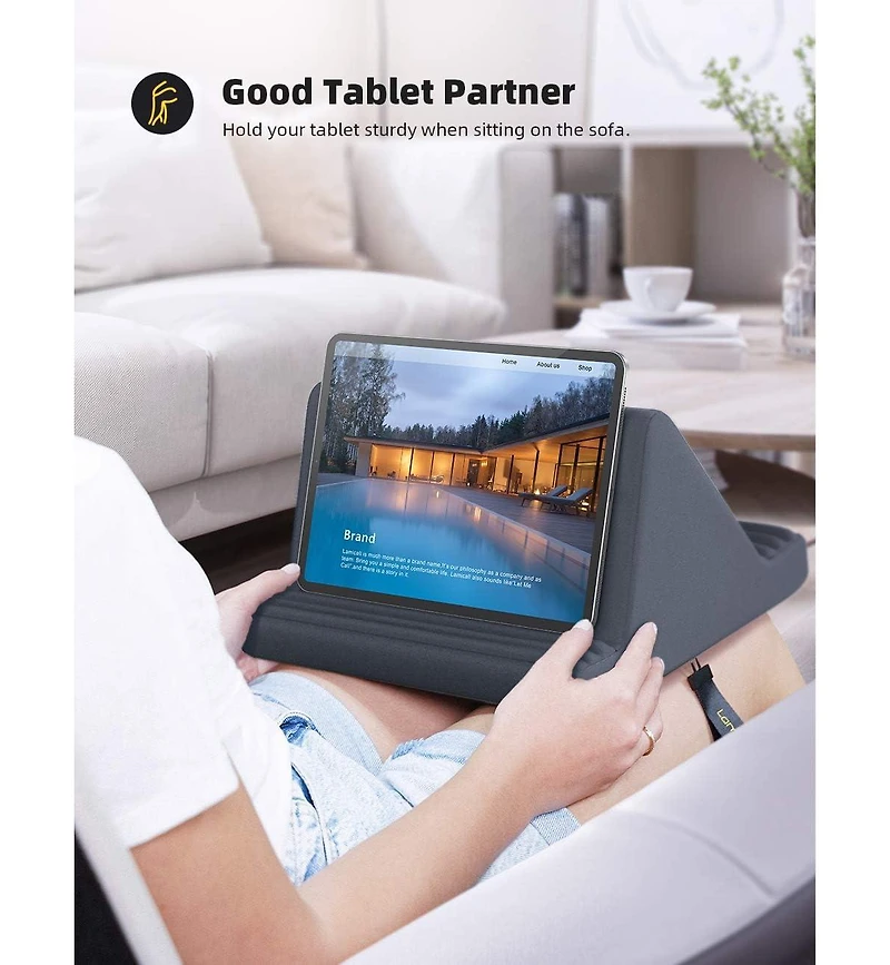 Lamicall Tablet Pillow Stand, Pillow Soft Pad for Lap - Tablet Holder Dock for Bed