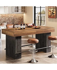 Tribesigns 62 Inch Kitchen Island, Rectangular Bar Table, Industrial Counter Height Pub Dining Table