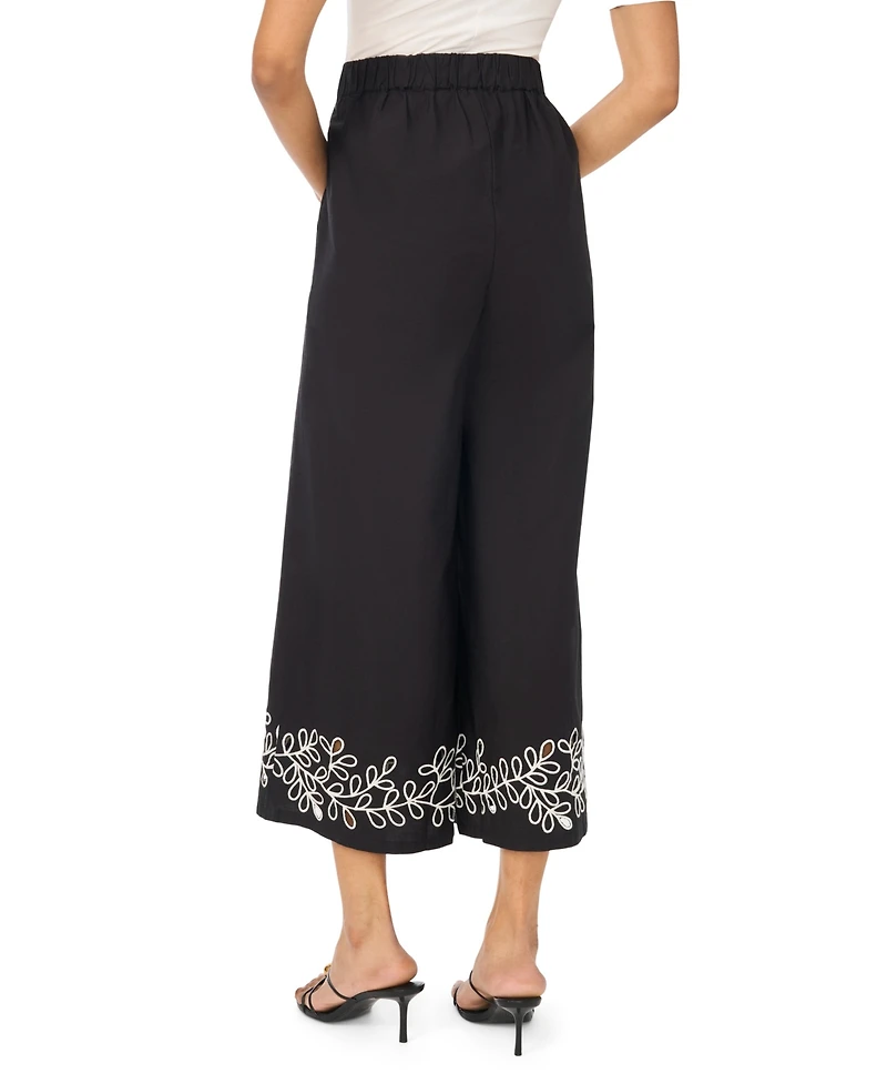Vince Camuto Women's High Rise Tie-Waist Scallop Hem Pants