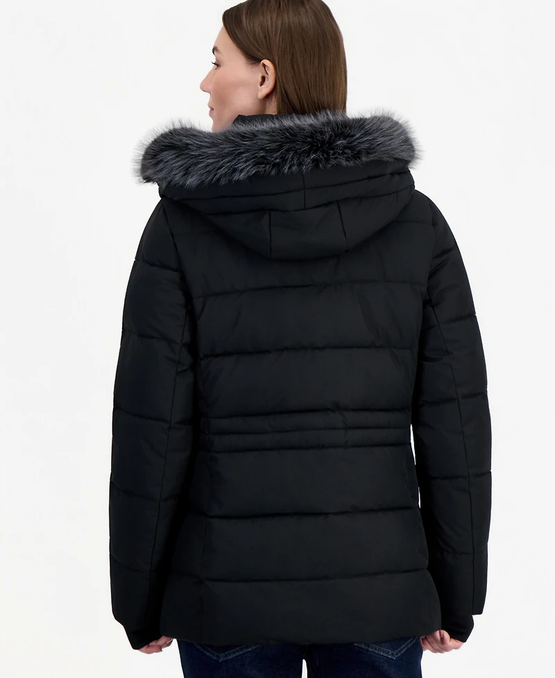 Calvin Klein Women's Faux-Fur Hooded Utility Puffer Coat