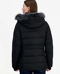Calvin Klein Women's Faux-Fur Hooded Utility Puffer Coat