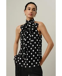 Lilysilk Women's Convertible Silk Georgette Polka Dot Top