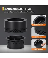 Xo 19 Inch Outdoor Wood Burning Fire Pit, Cold Rolled Steel Smokeless Fire Pit with Waterproof Storage Bag