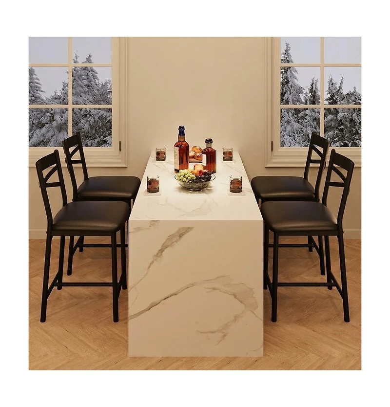 homfan Bar Stools Set of 2, Modern Counter Height Barstool With High Back and Metal Footrest, Upholstered Large Seat Island Chairs