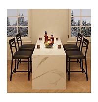 homfan Bar Stools Set of 2, Modern Counter Height Barstool With High Back and Metal Footrest, Upholstered Large Seat Island Chairs