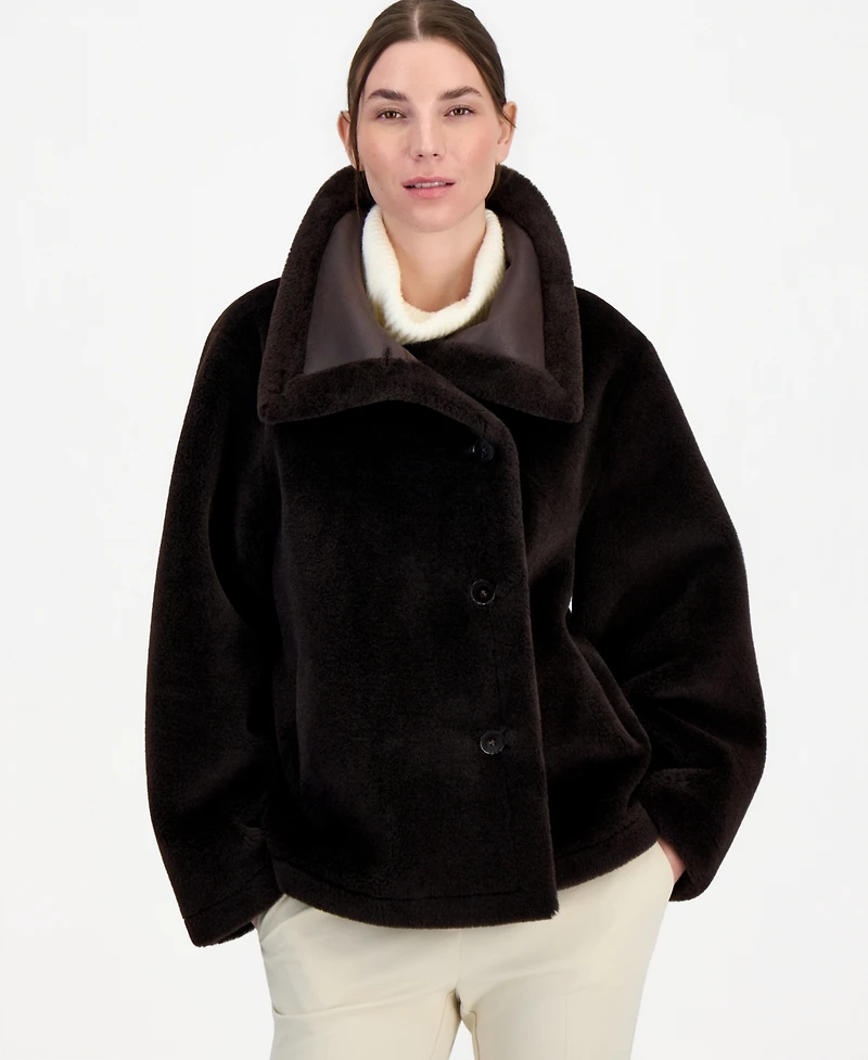 Calvin Klein Women's Funnel-Neck Teddy Jacket, Created for Macy's