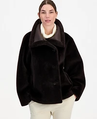 Calvin Klein Women's Funnel-Neck Teddy Jacket, Created for Macy's