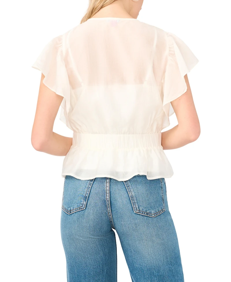Vince Camuto Women's Lace Front Wrap Peplum Top
