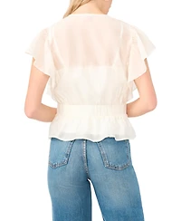 Vince Camuto Women's Lace Front Wrap Peplum Top