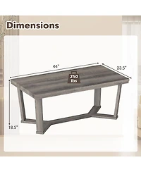 Gymax Coffee Table Solid Rubber Wood Center Table With Cross-Shaped Base Accent Table