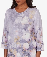 Alfred Dunner Petite Grand Bazaar Amethyst Floral Top