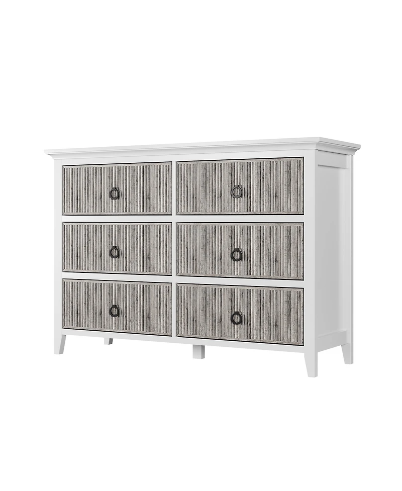 homfan Modern 6 Drawer Dresser - Spacious Wooden Chest for Bedroom, Living Room, Closet, or Entryway - Stylish Storage Organizer Cabinet