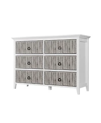 homfan Modern 6 Drawer Dresser - Spacious Wooden Chest for Bedroom, Living Room, Closet, or Entryway - Stylish Storage Organizer Cabinet