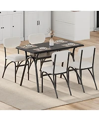 homfan Modern Boucle Dining Chair Set - Upholstered Lambswool Fabric - Armless Minimalist Design - Metal Legs - Stackable, Set of 4