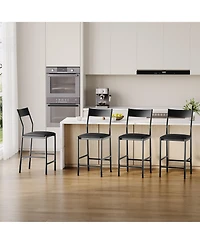 homfan 2/4 Pack 24" Counter Height Bar Stools, Pu Leather Upholstered Chairs with Back, Footrest, 300 lb Capacity, Kitchen Island