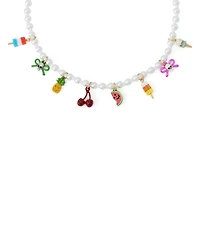 Betsey Johnson Faux Imitation Pearl Spooky Summer Charm Bib Necklace
