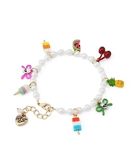 Betsey Johnson Faux Imitation Pearl Spooky Summer Mixed Charm Bracelet