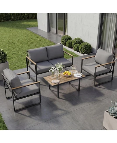 gaomon 4-Piece Outdoor Patio Furniture Set, Conversation Sofa Set with Table