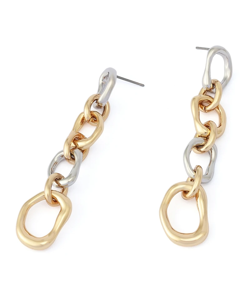 Robert Lee Morris Soho Two-Tone Sculpted Link Linear Earrings