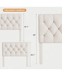 Homfan upholstered platform bed with padded headboard, wood slats, and 2 storage drawers-no box spring needed, twin or queen.
