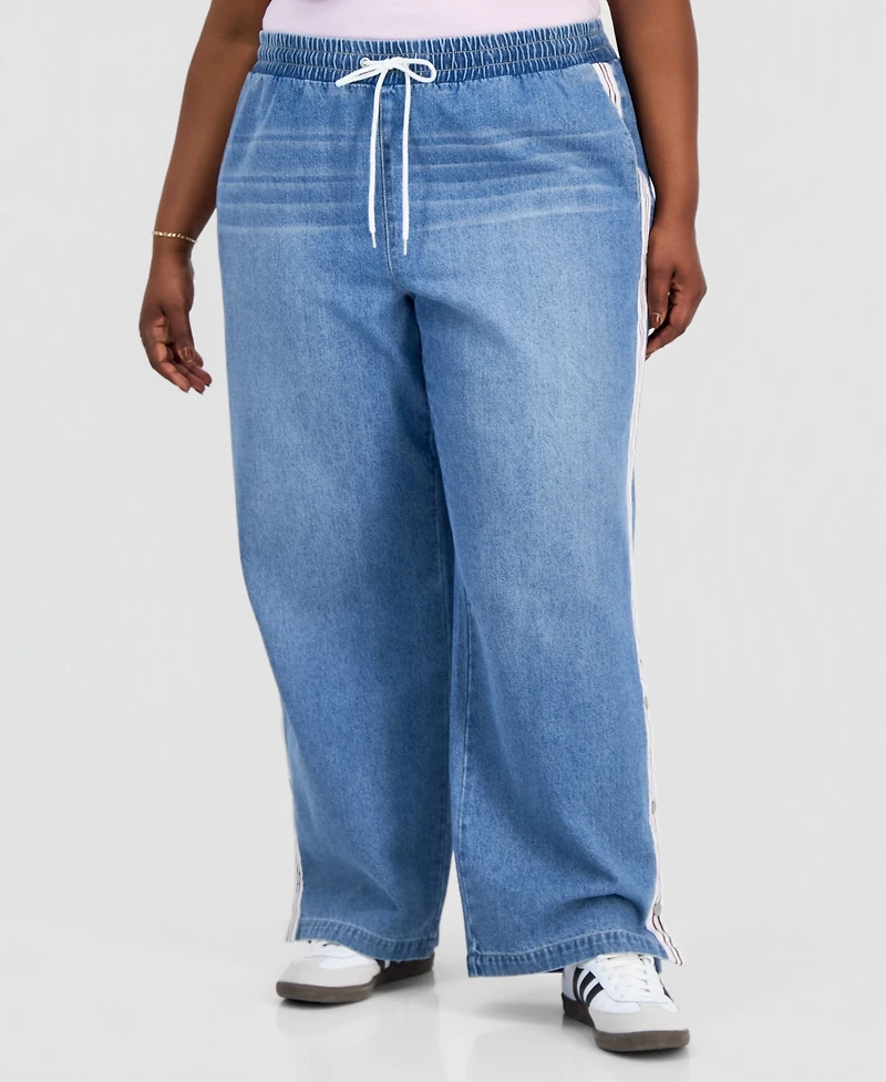 Madden Girl Trendy Plus Break Away Pull-On Wide-Leg Jeans