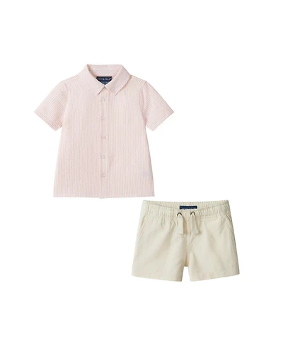 Andy & Evan Baby Boys Puckered Buttondown and Shorts Set