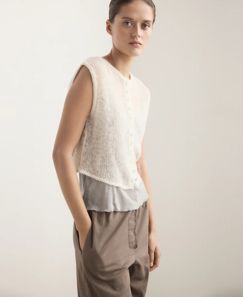Mango Women's Open-Knit Wool Top