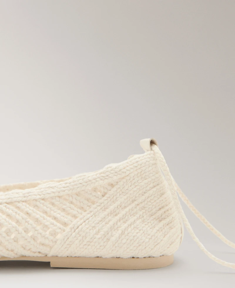 Mango Women's Straps Knit Ballet Flats