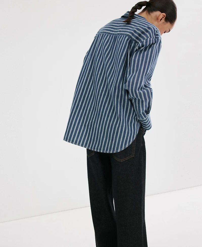 Mango Women's Striped Denim Shirt