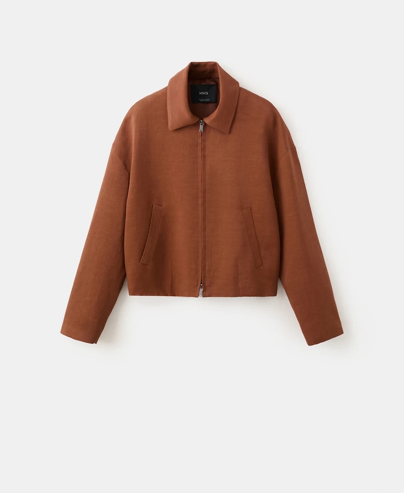Mango Women's Pockets Linen-Blend Jacket