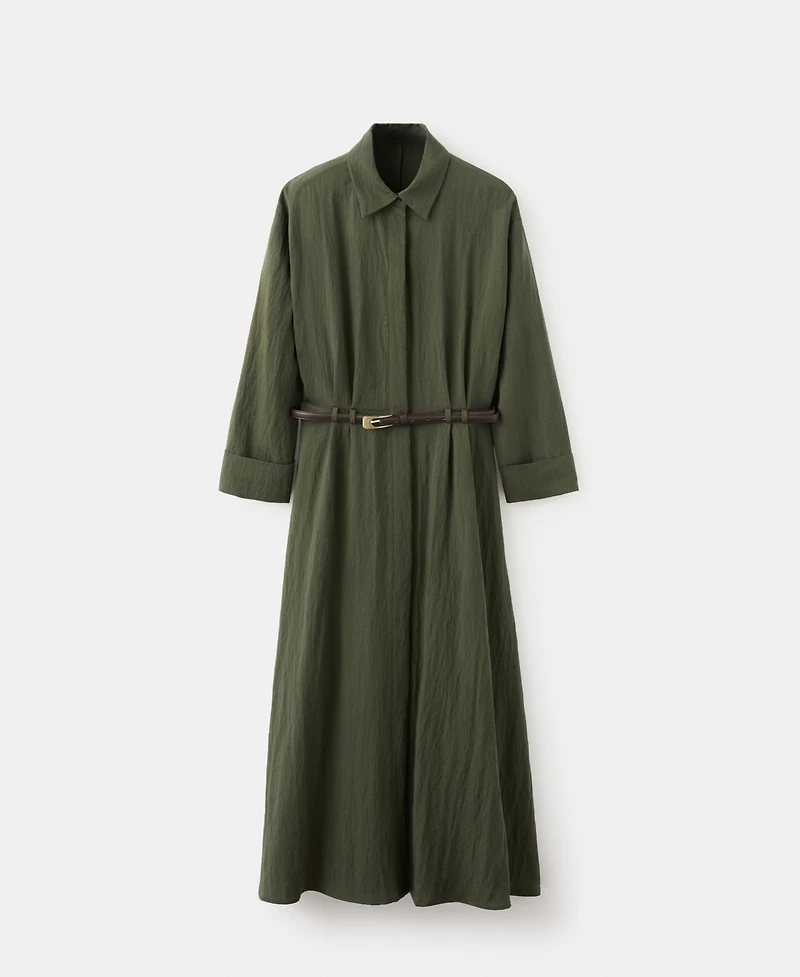 Mango Women's Lyocell Belted Shirt Dress