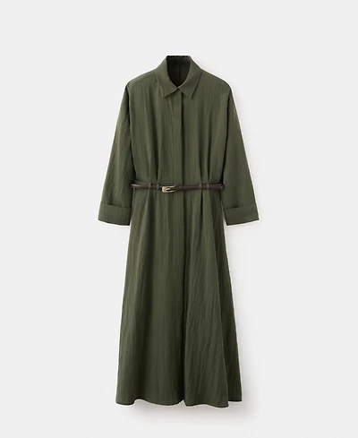 Mango Women's Lyocell Belted Shirt Dress