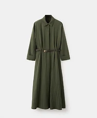 Mango Women's Lyocell Belted Shirt Dress