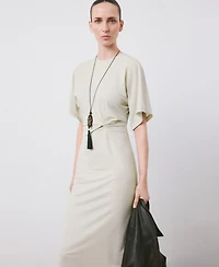 Mango Women's Side Gathered Details Dress